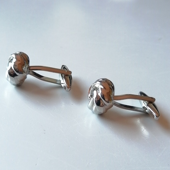 Stainless Steel Love Knot Cufflinks Sophisticated Elegant Black Tie Event - Picture 5 of 9